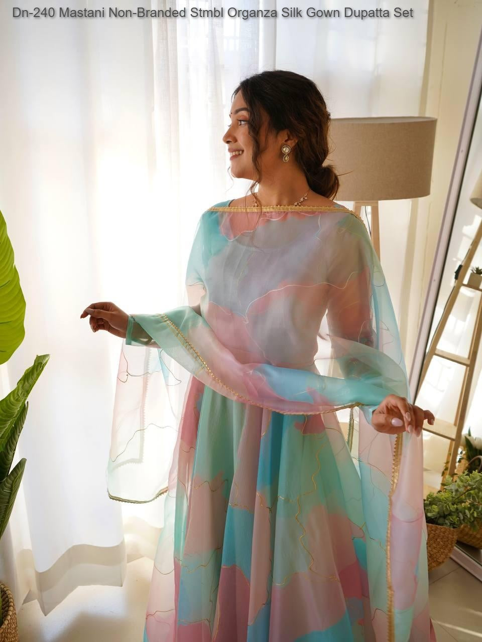 Dn-240 Mastani Non-Branded Stmbl Organza Silk Gown Dupatta Set