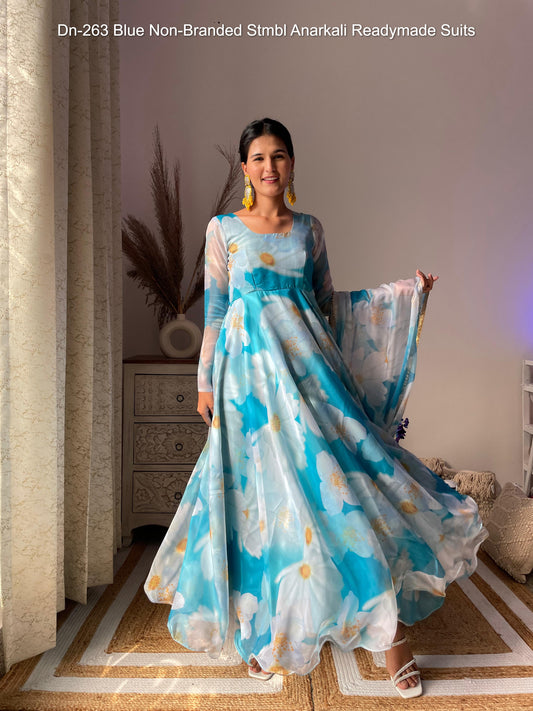 Dn-263 Blue Non-Branded Stmbl Anarkali Readymade Suits