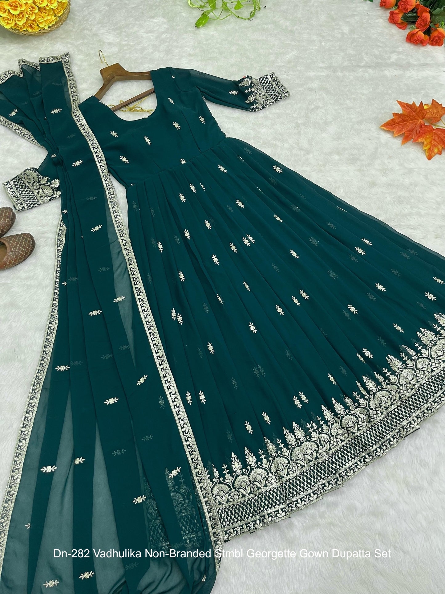 Dn-282 Vadhulika Non-Branded Stmbl Georgette Gown Dupatta Set