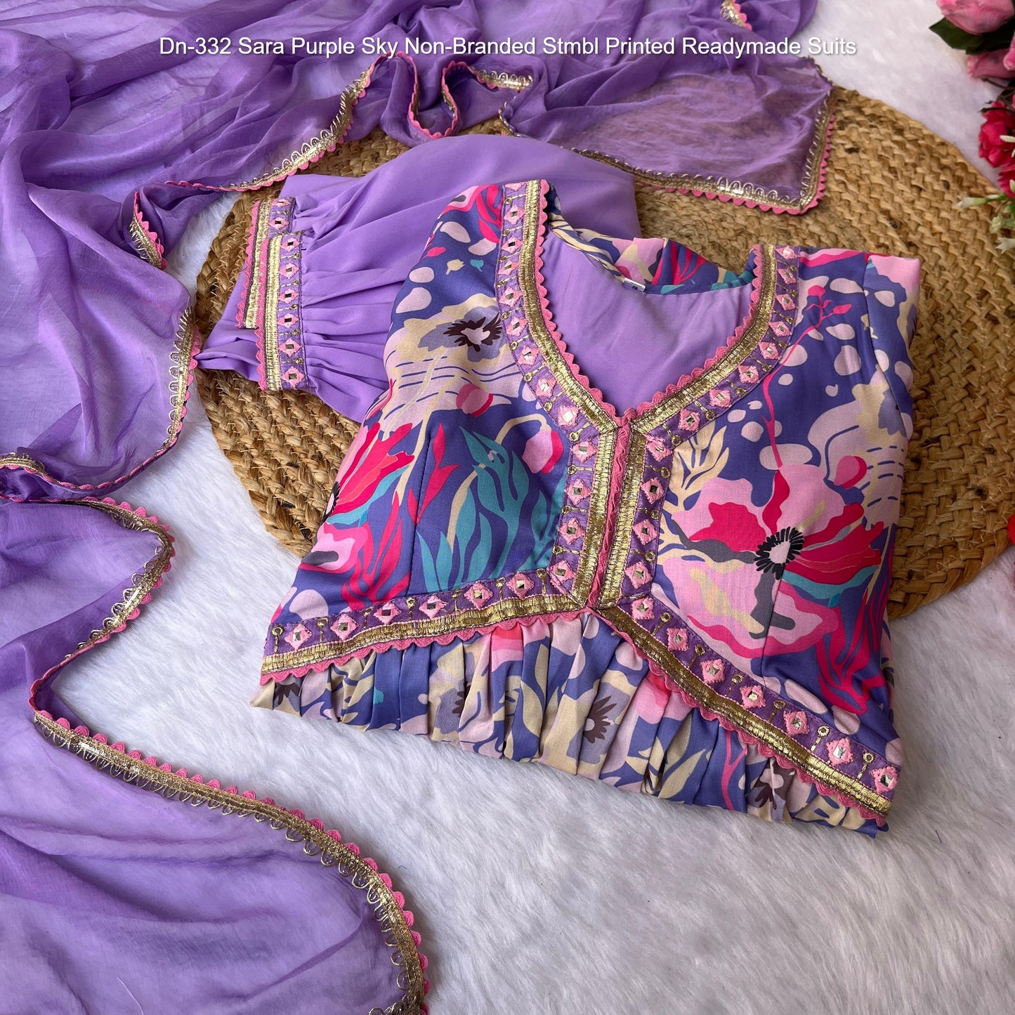 Dn-332 Sara Purple Sky Non-Branded Stmbl Printed Readymade Suits