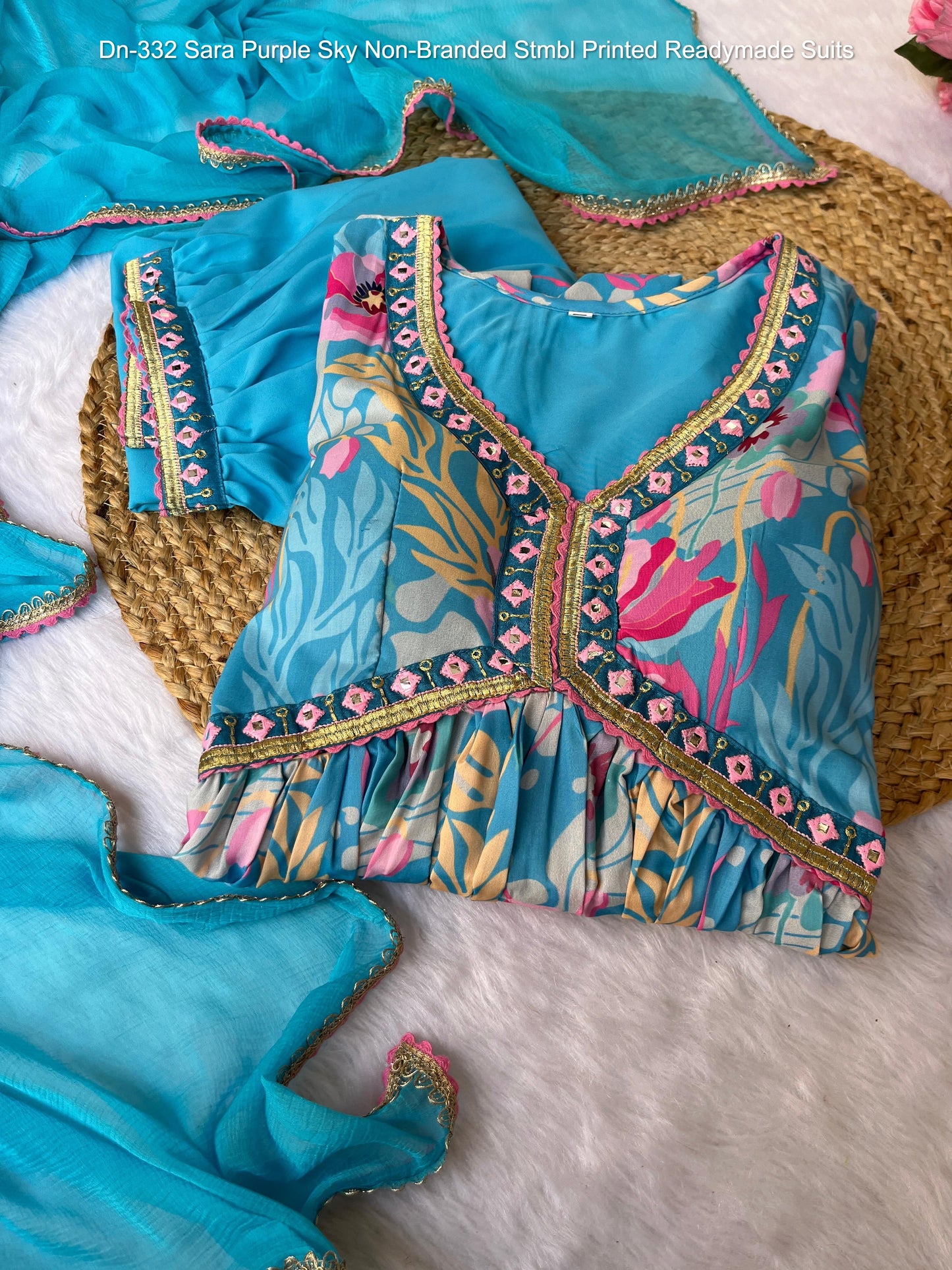 Dn-332 Sara Purple Sky Non-Branded Stmbl Printed Readymade Suits