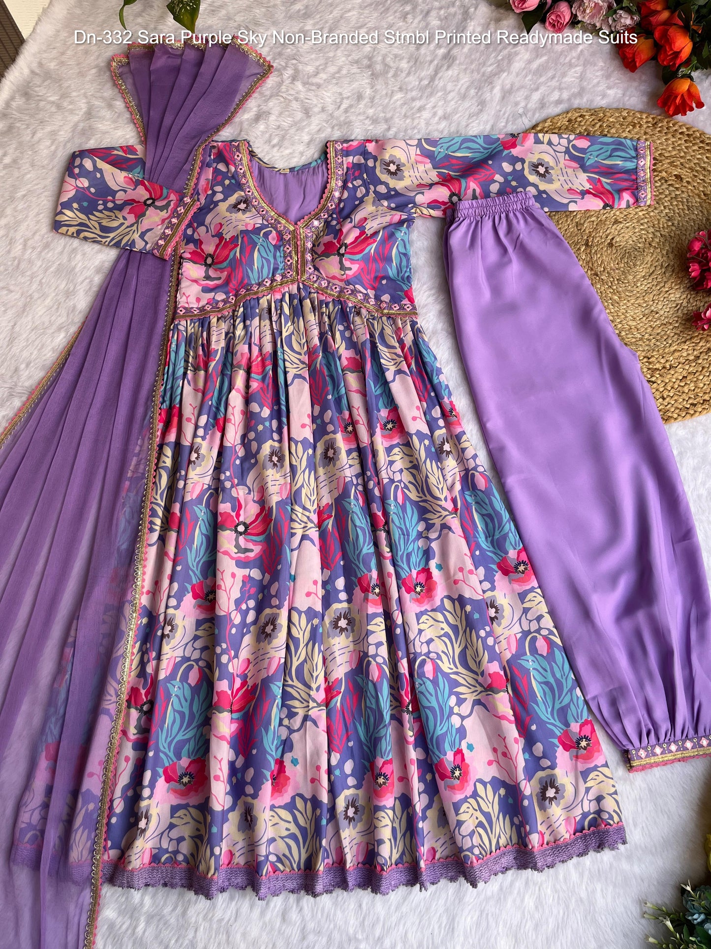 Dn-332 Sara Purple Sky Non-Branded Stmbl Printed Readymade Suits
