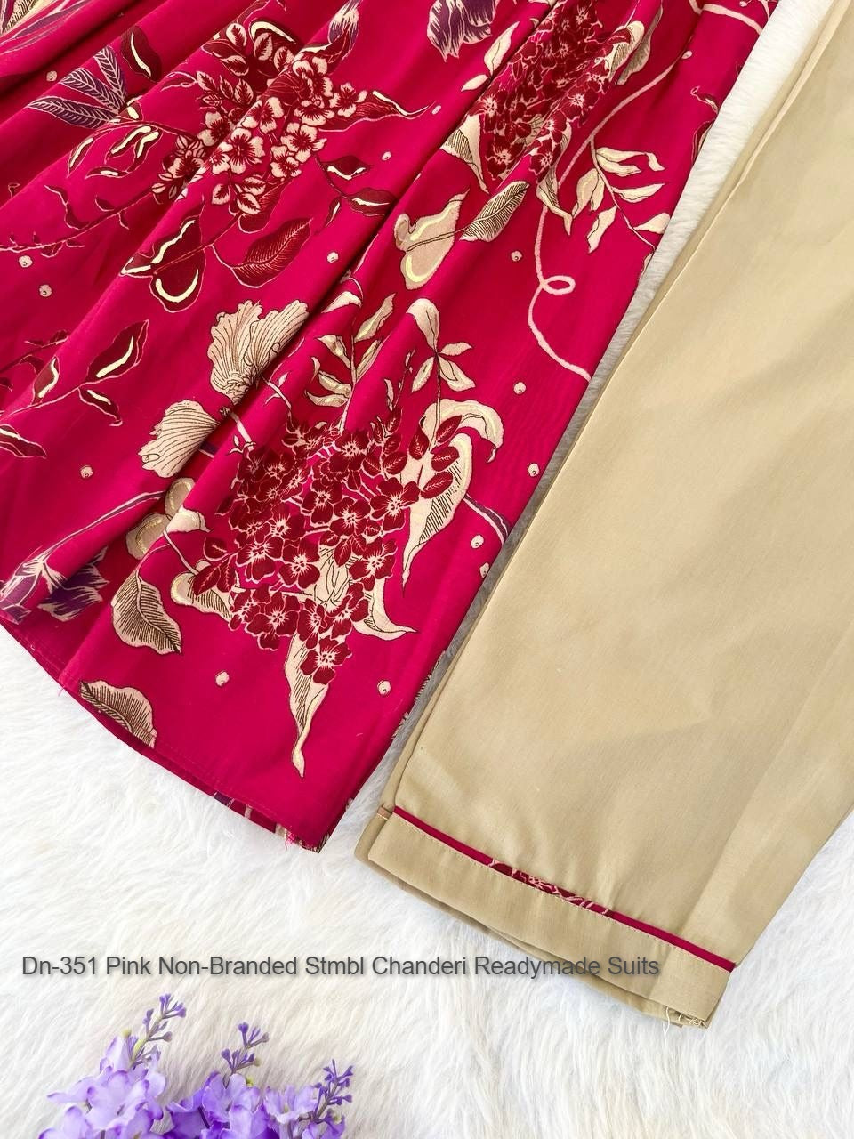 Dn-351 Pink Non-Branded Stmbl Chanderi Readymade Suits