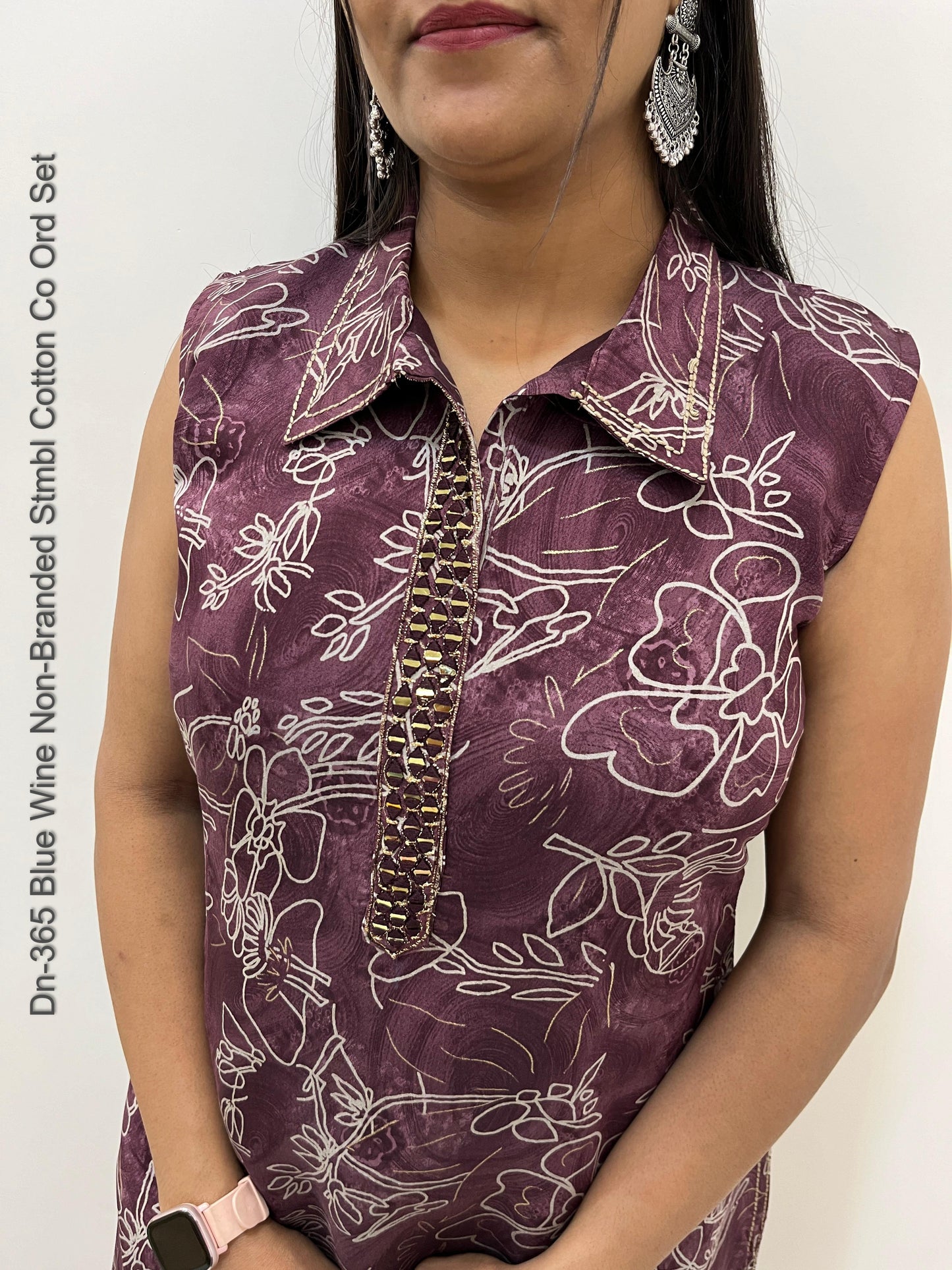 Dn-365 Blue Wine Non-Branded Stmbl Cotton Co Ord Set