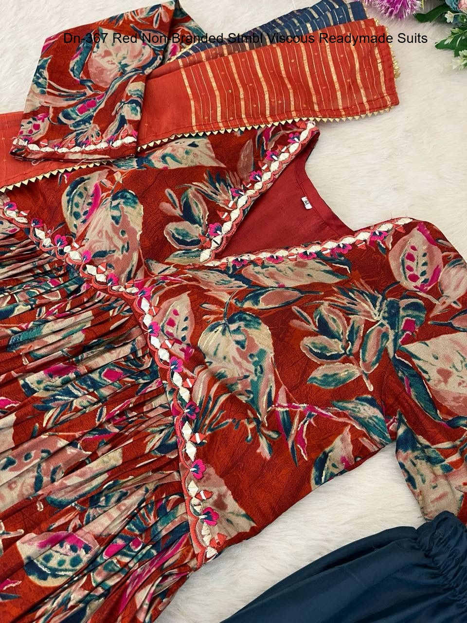 Dn-367 Red Non-Branded Stmbl Viscous Readymade Suits