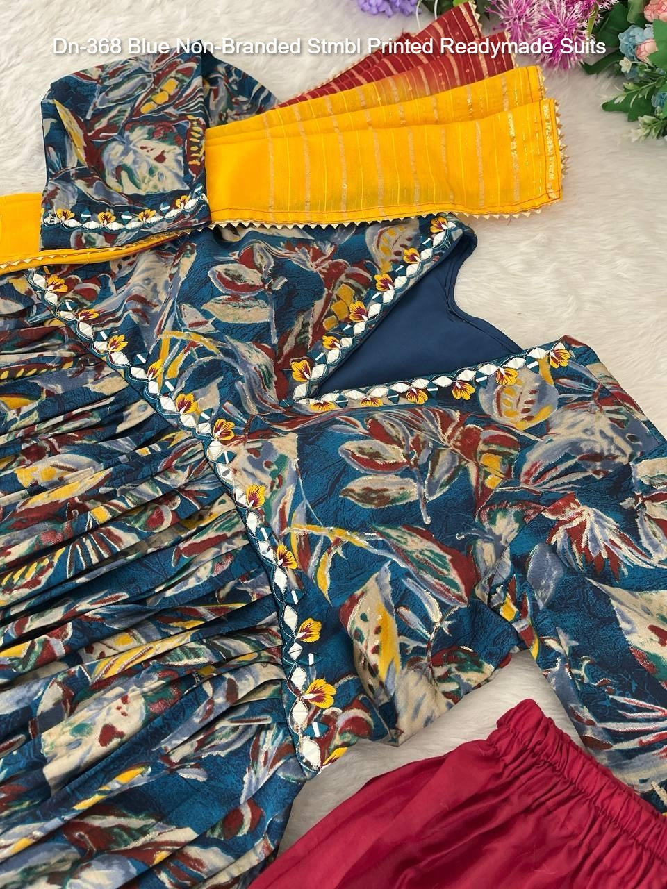 Dn-368 Blue Non-Branded Stmbl Printed Readymade Suits