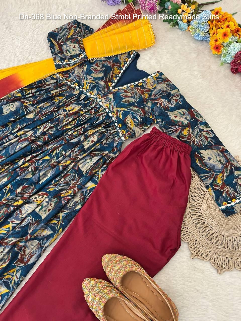 Dn-368 Blue Non-Branded Stmbl Printed Readymade Suits