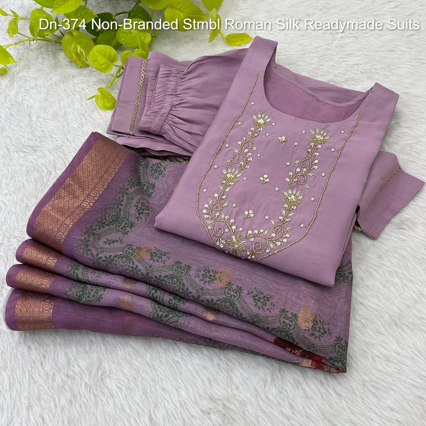 Dn-374 Non-Branded Stmbl Roman Silk Readymade Suits