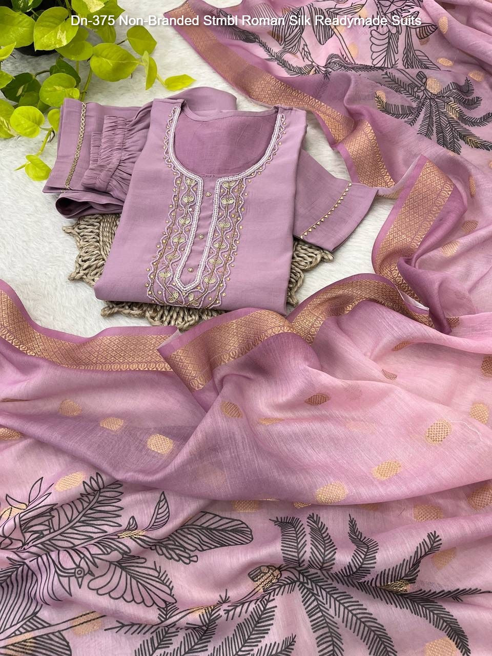 Dn-375 Non-Branded Stmbl Roman Silk Readymade Suits