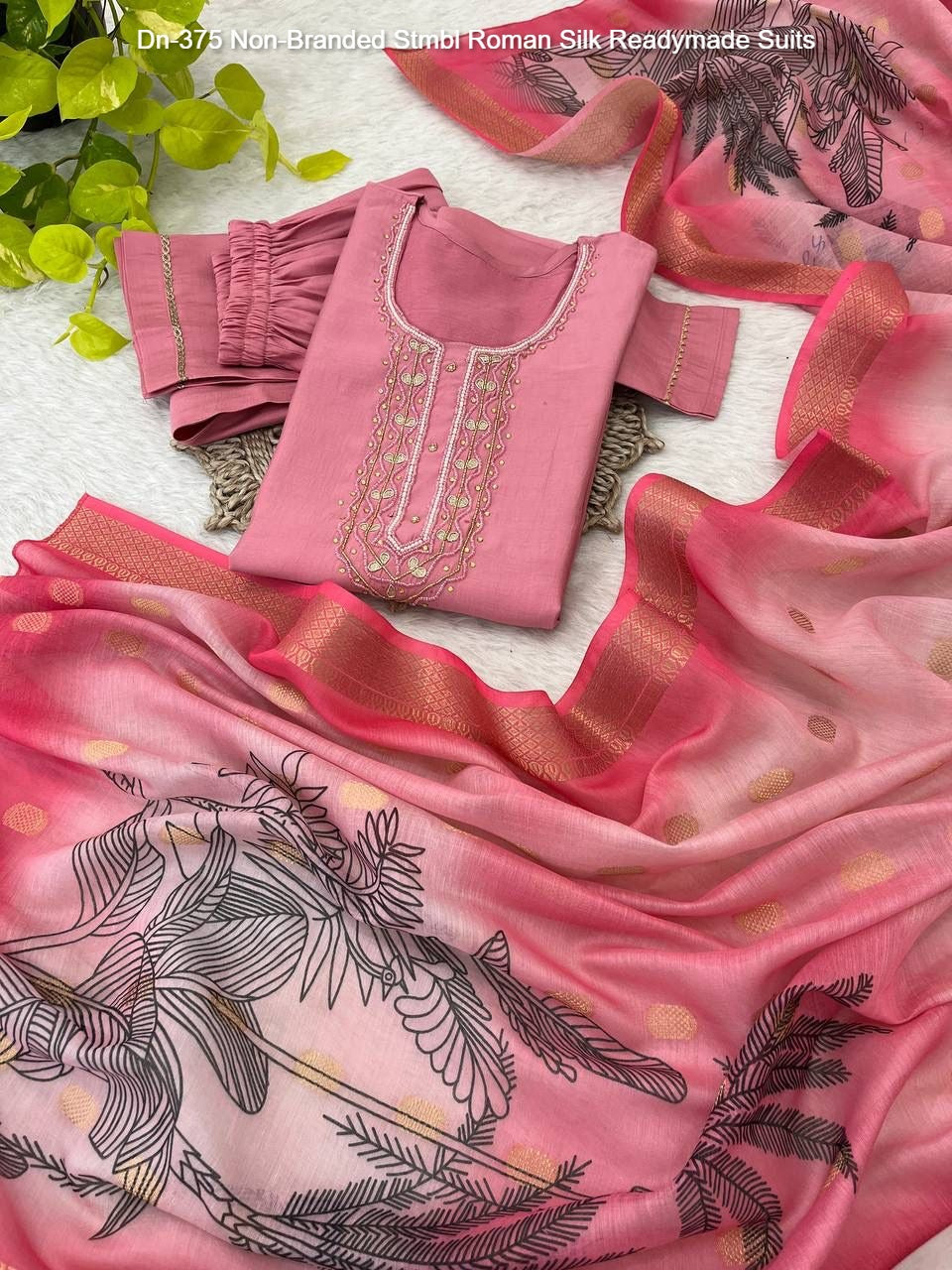 Dn-375 Non-Branded Stmbl Roman Silk Readymade Suits