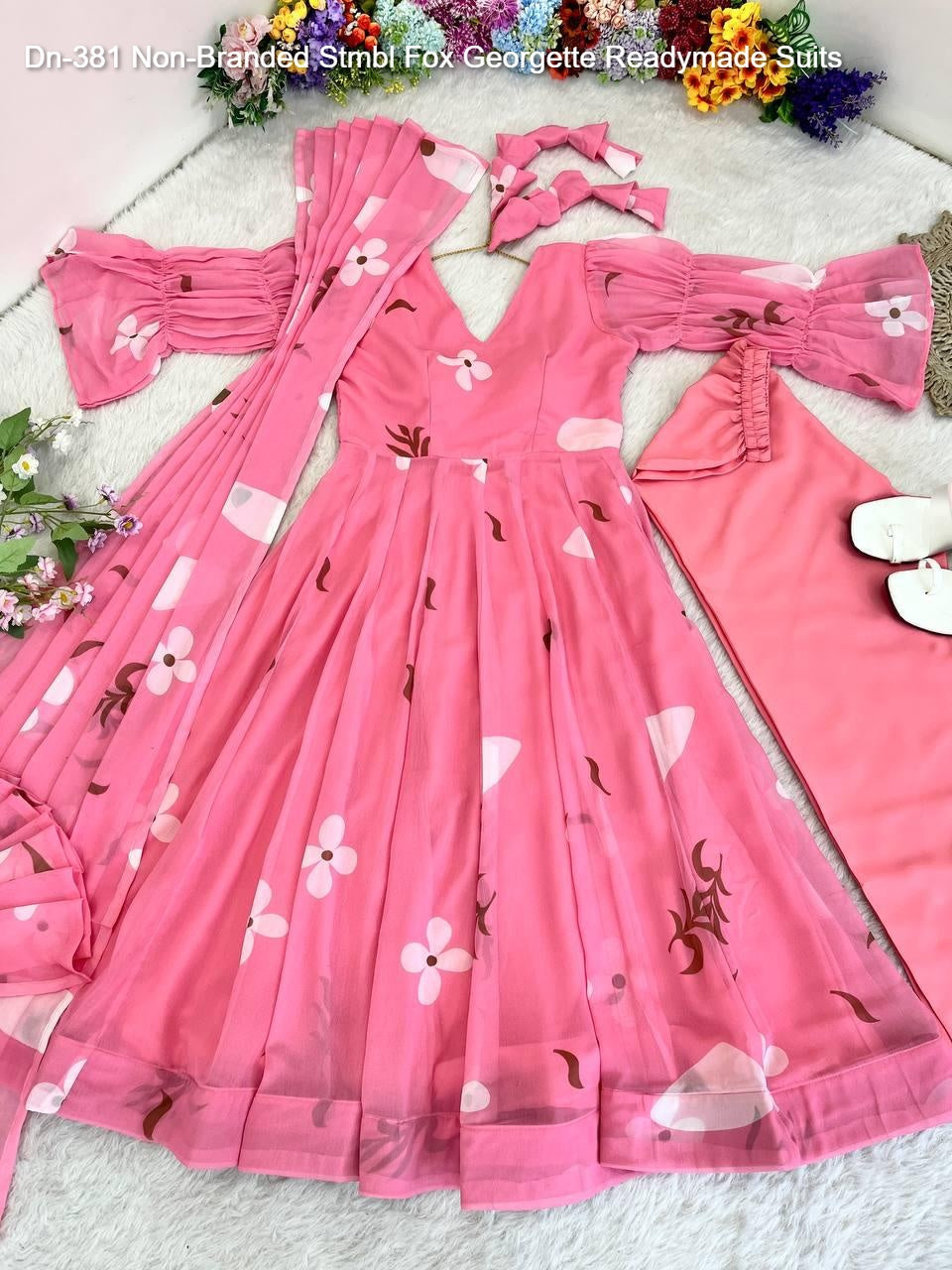 Dn-381 Non-Branded Stmbl Fox Georgette Readymade Suits