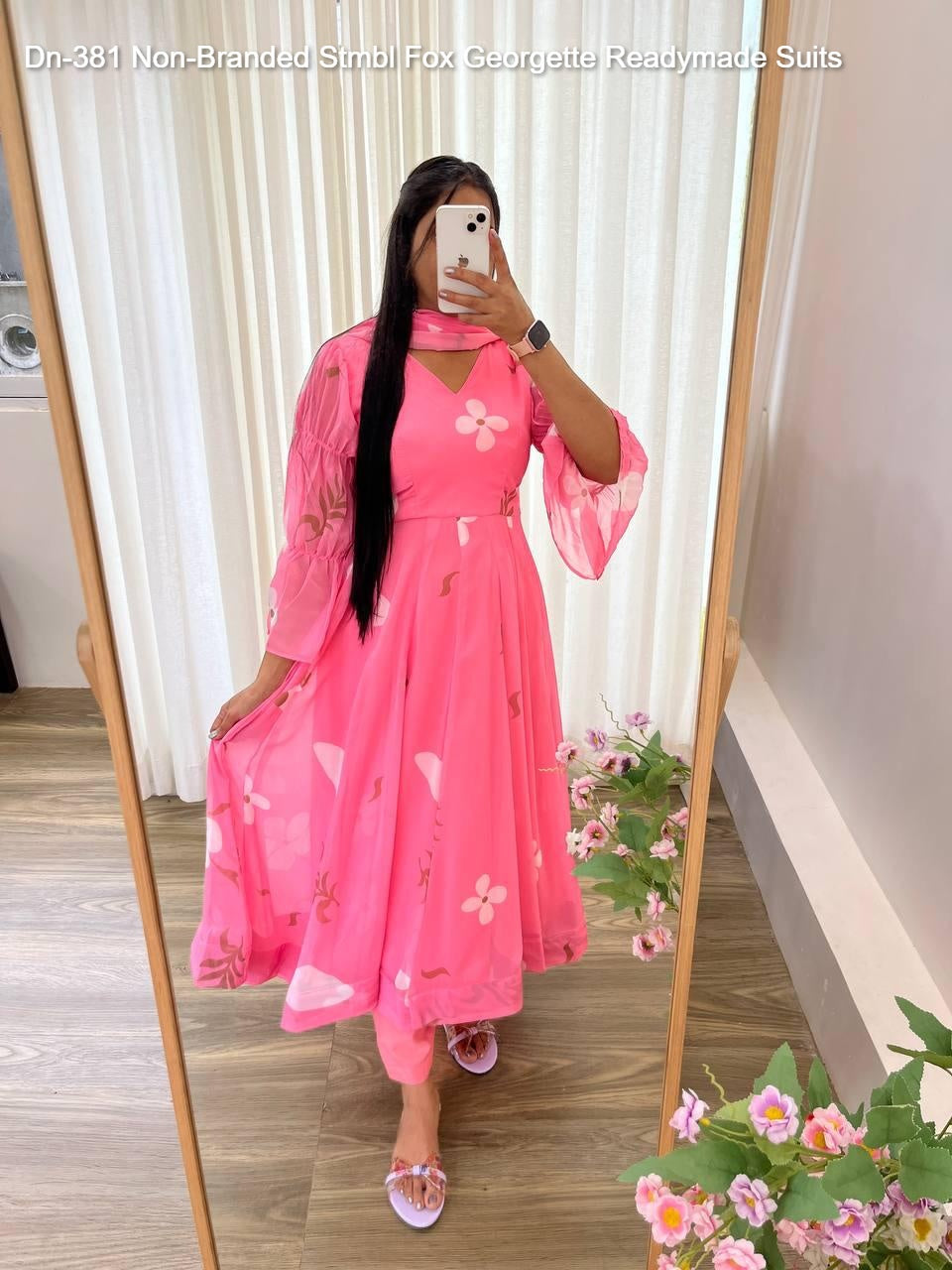 Dn-381 Non-Branded Stmbl Fox Georgette Readymade Suits