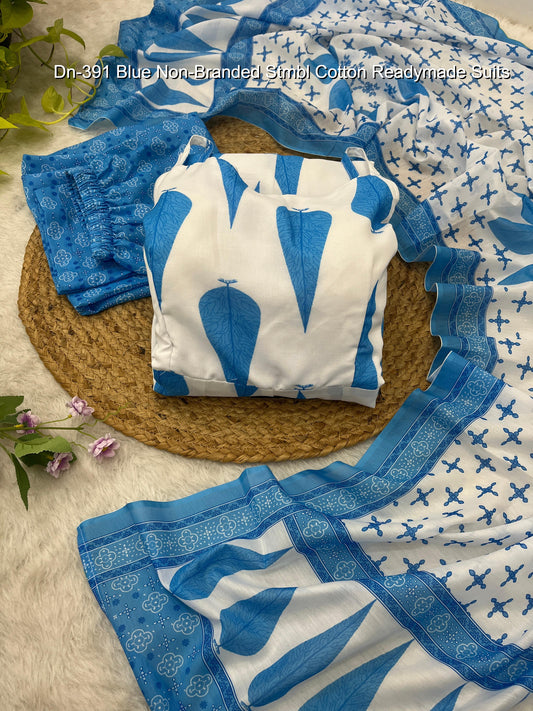 Dn-391 Blue Non-Branded Stmbl Cotton Readymade Suits