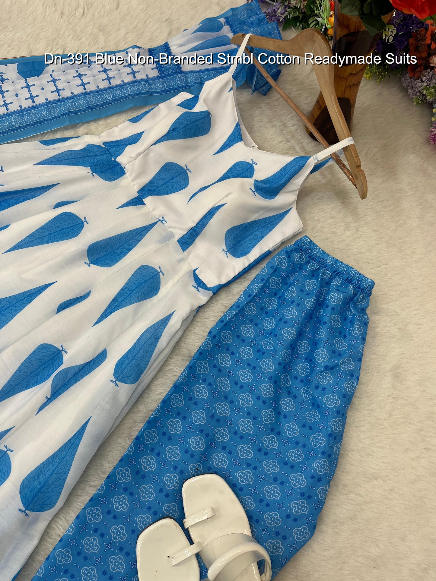 Dn-391 Blue Non-Branded Stmbl Cotton Readymade Suits