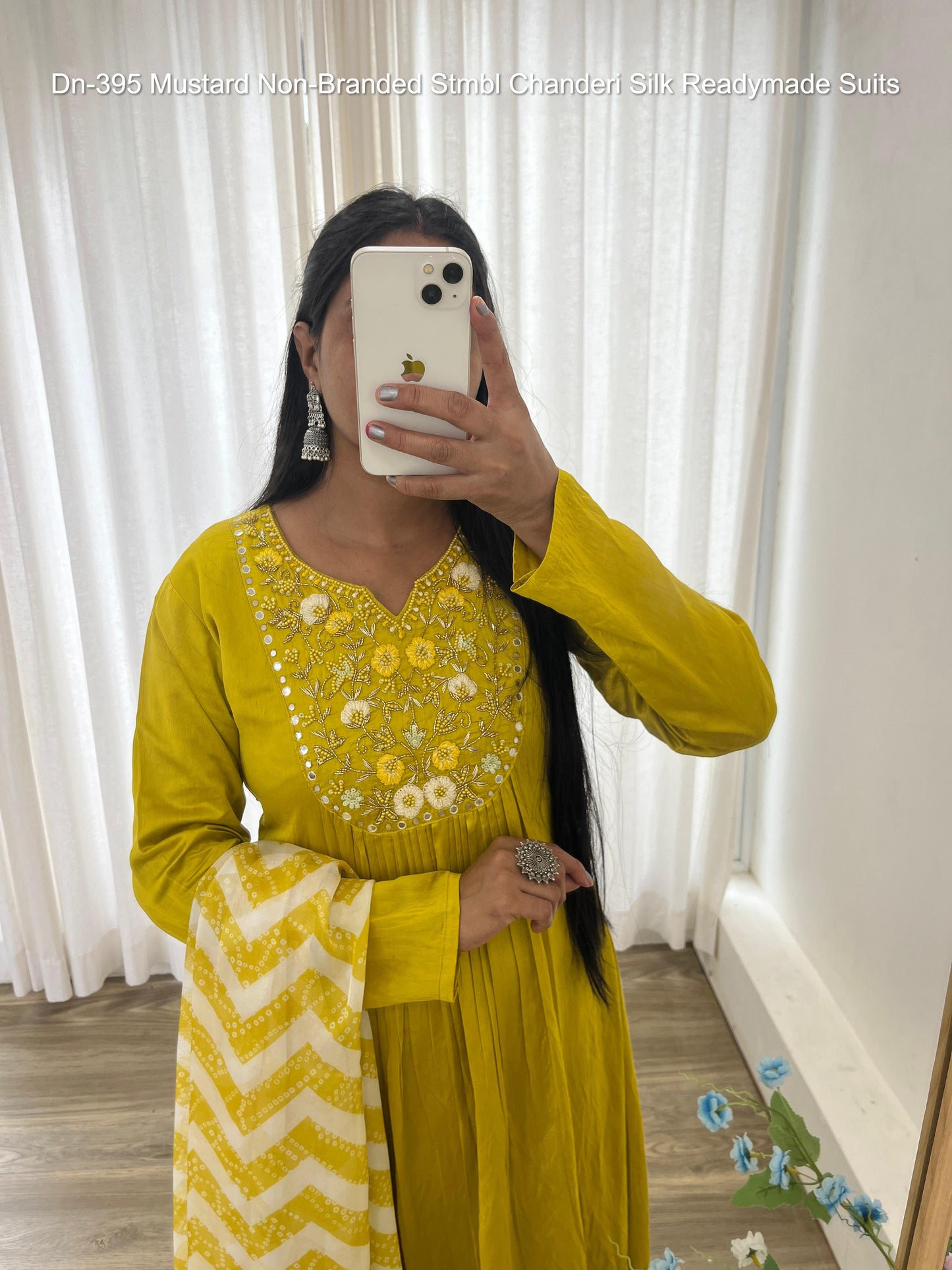 Dn-395 Mustard Non-Branded Stmbl Chanderi Silk Readymade Suits