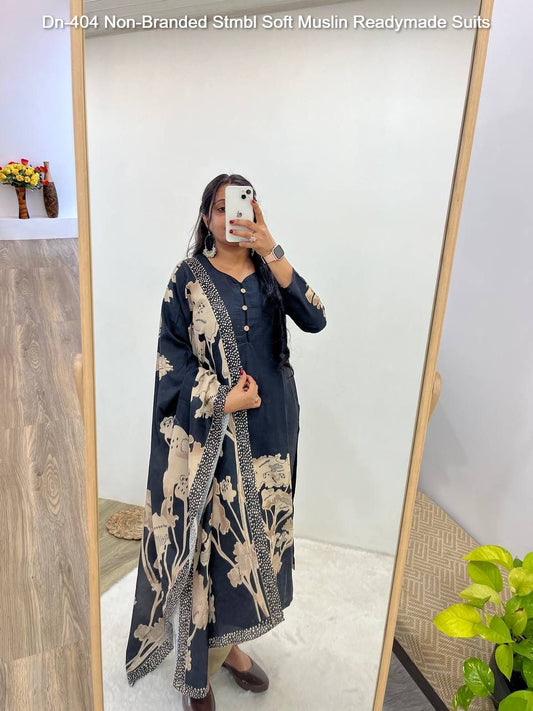 Dn-404 Non-Branded Stmbl Soft Muslin Readymade Suits