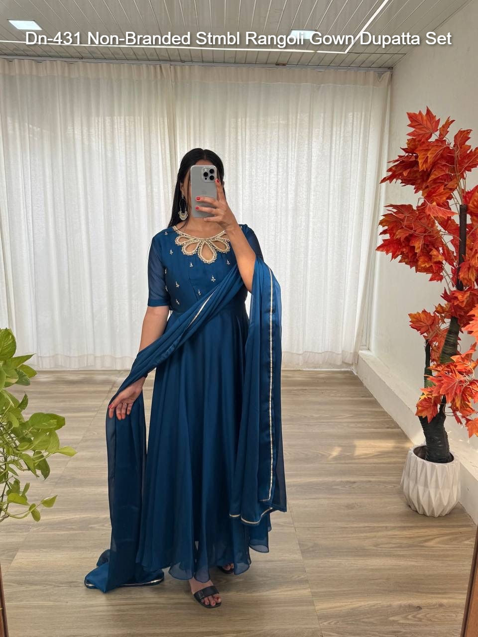 Dn-431 Non-Branded Stmbl Rangoli Gown Dupatta Set