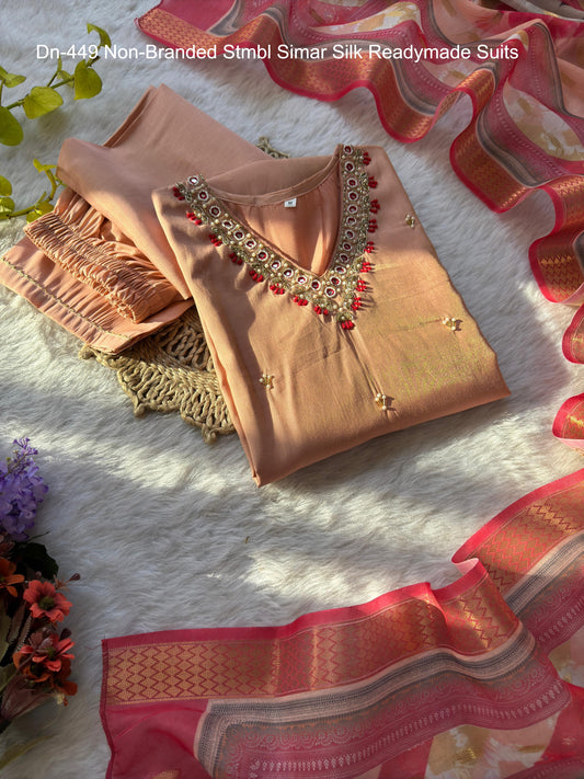 Dn-449 Non-Branded Stmbl Simar Silk Readymade Suits