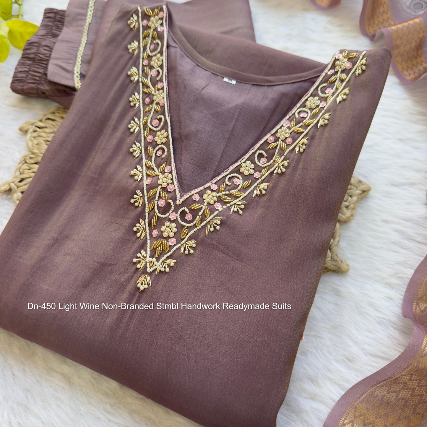 Dn-450 Light Wine Non-Branded Stmbl Handwork Readymade Suits