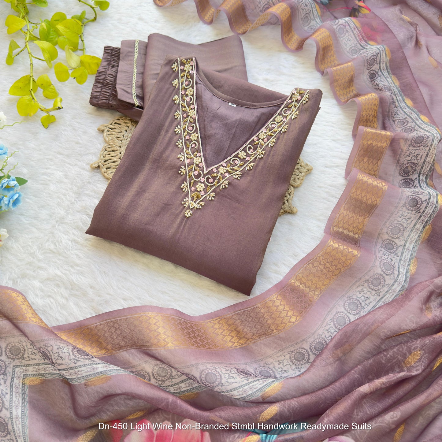 Dn-450 Light Wine Non-Branded Stmbl Handwork Readymade Suits