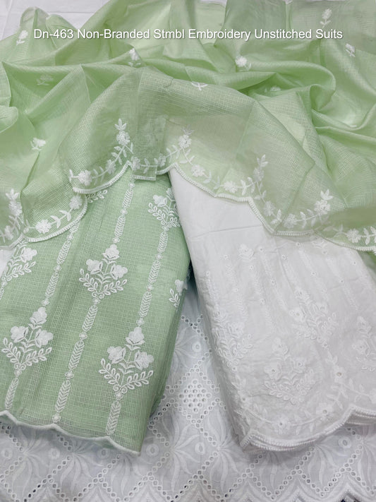 Dn-463 Non-Branded Stmbl Embroidery Unstitched Suits