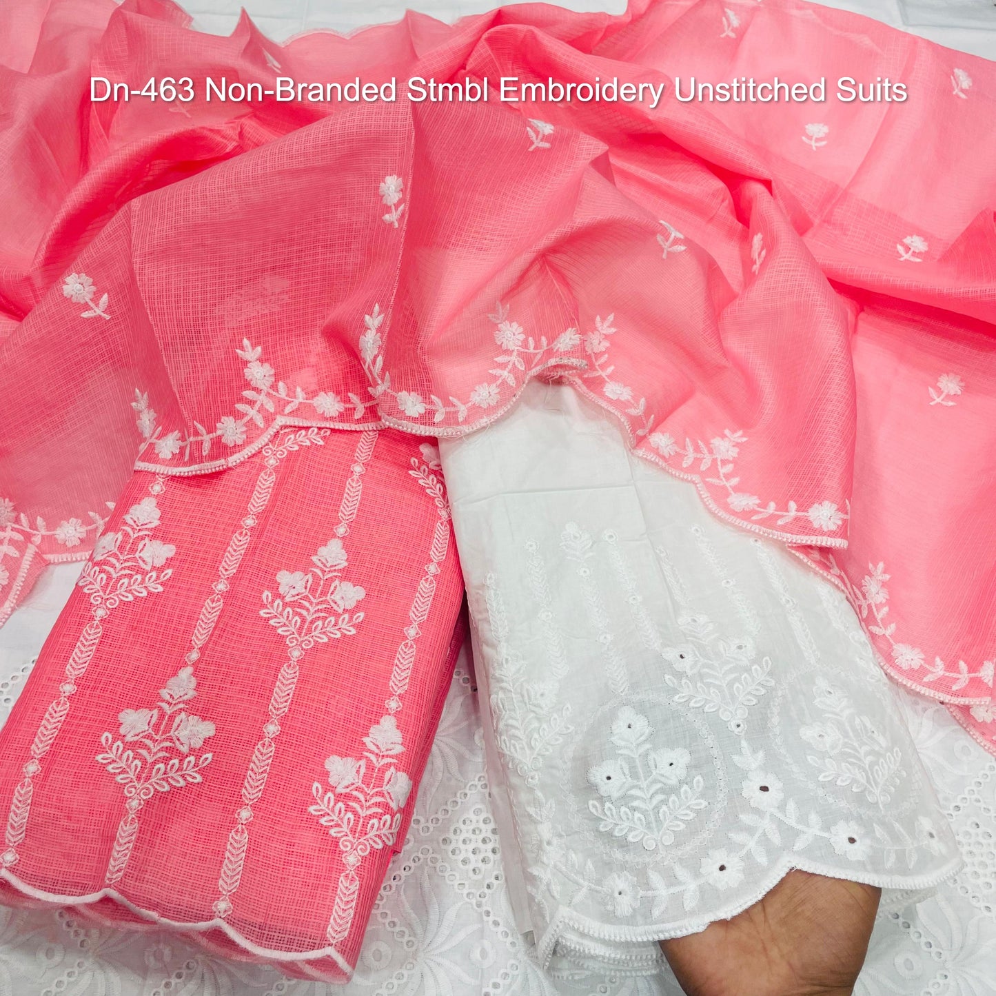 Dn-463 Non-Branded Stmbl Embroidery Unstitched Suits