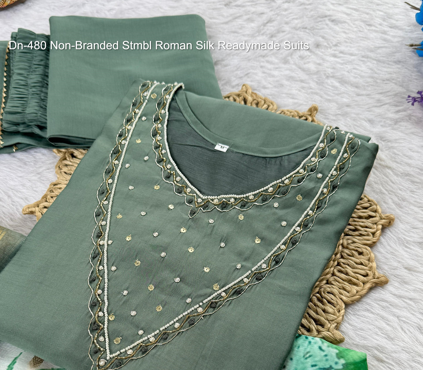 Dn-480 Non-Branded Stmbl Roman Silk Readymade Suits