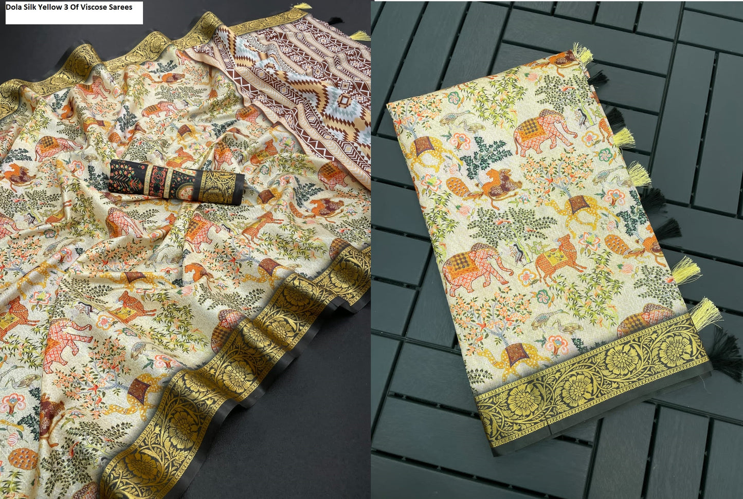 Dola Silk Yellow 3 Of Viscose Sarees