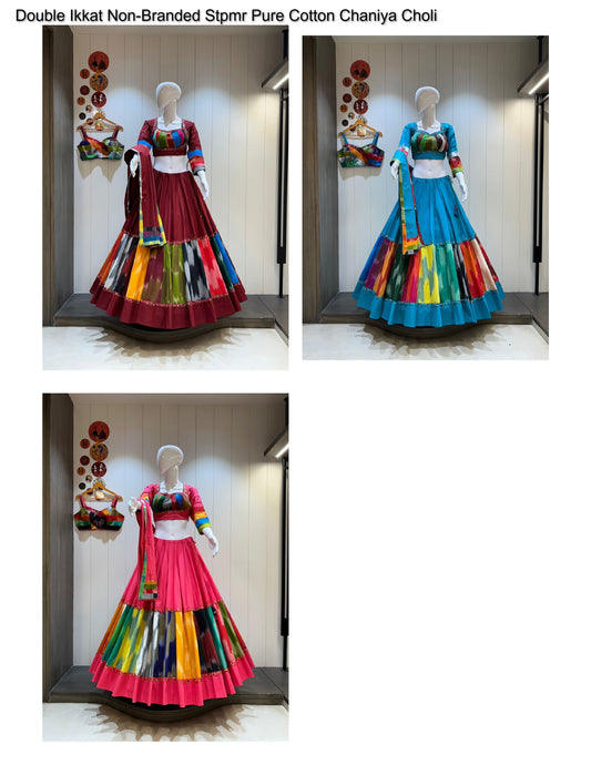 Double Ikkat Non-Branded Stpmr Pure Cotton Chaniya Choli