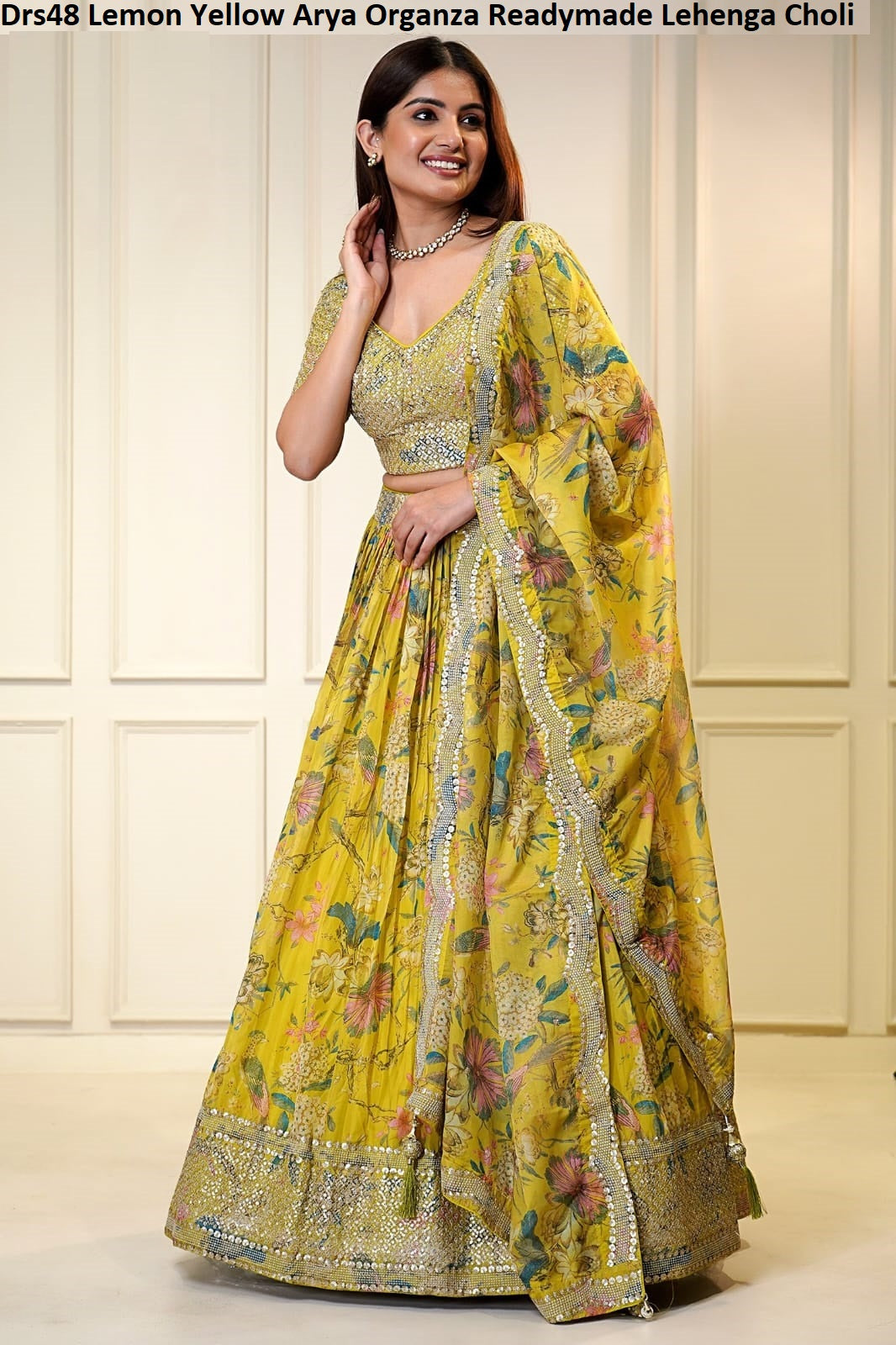 Drs48 Lemon Yellow Arya Organza Readymade Lehenga Choli
