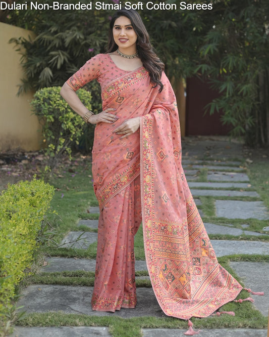 Dulari Non-Branded Stmai Soft Cotton Sarees