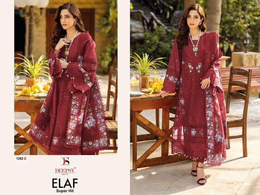 Elaf 1262-C Deepsy Pure Cotton Pakistani Salwar Suits