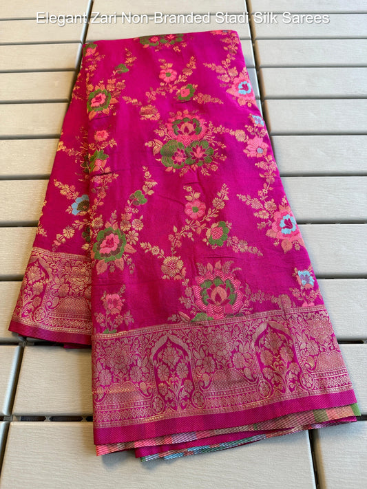 Elegant Zari Non-Branded Stadi Silk Sarees
