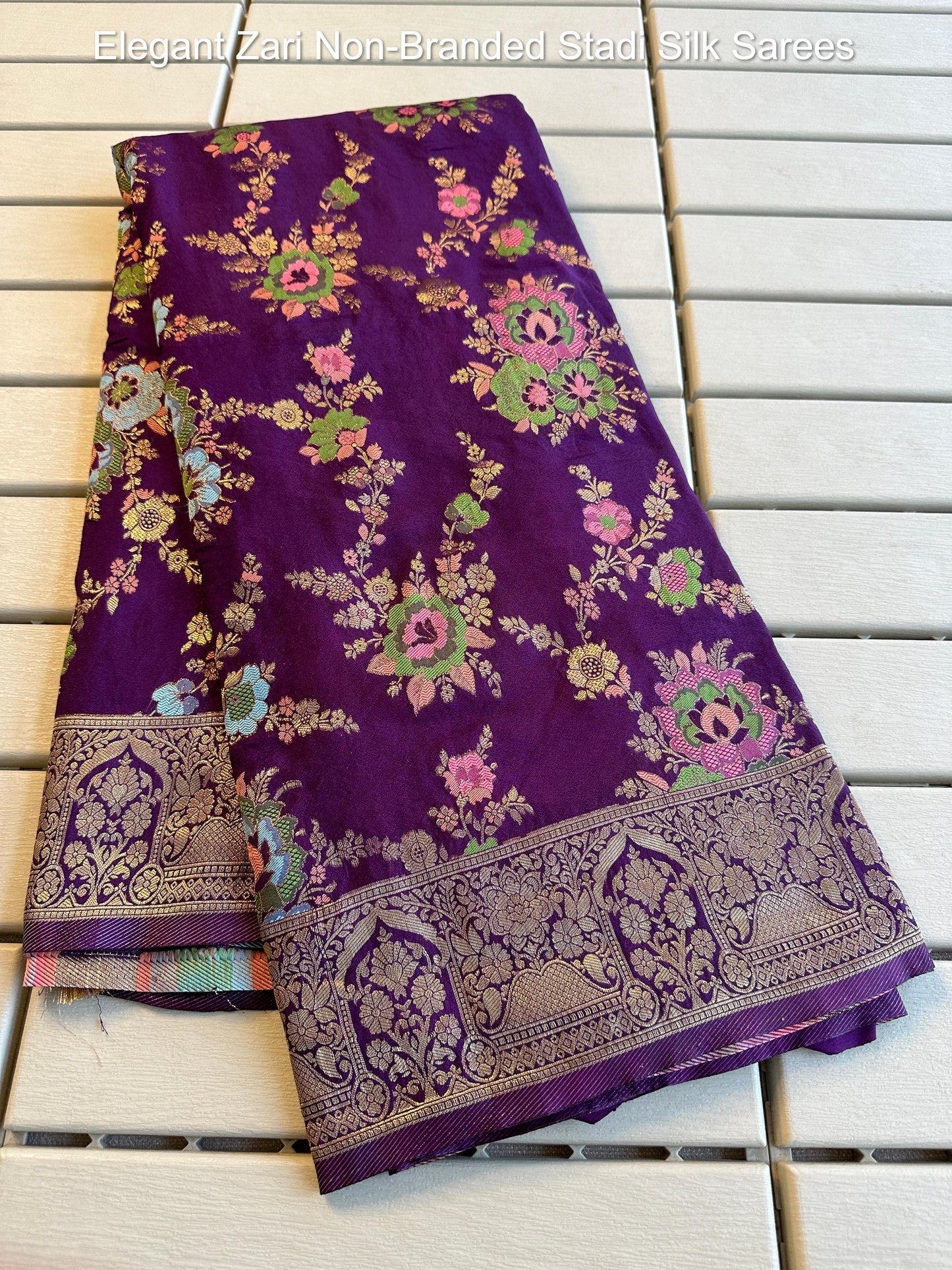 Elegant Zari Non-Branded Stadi Silk Sarees