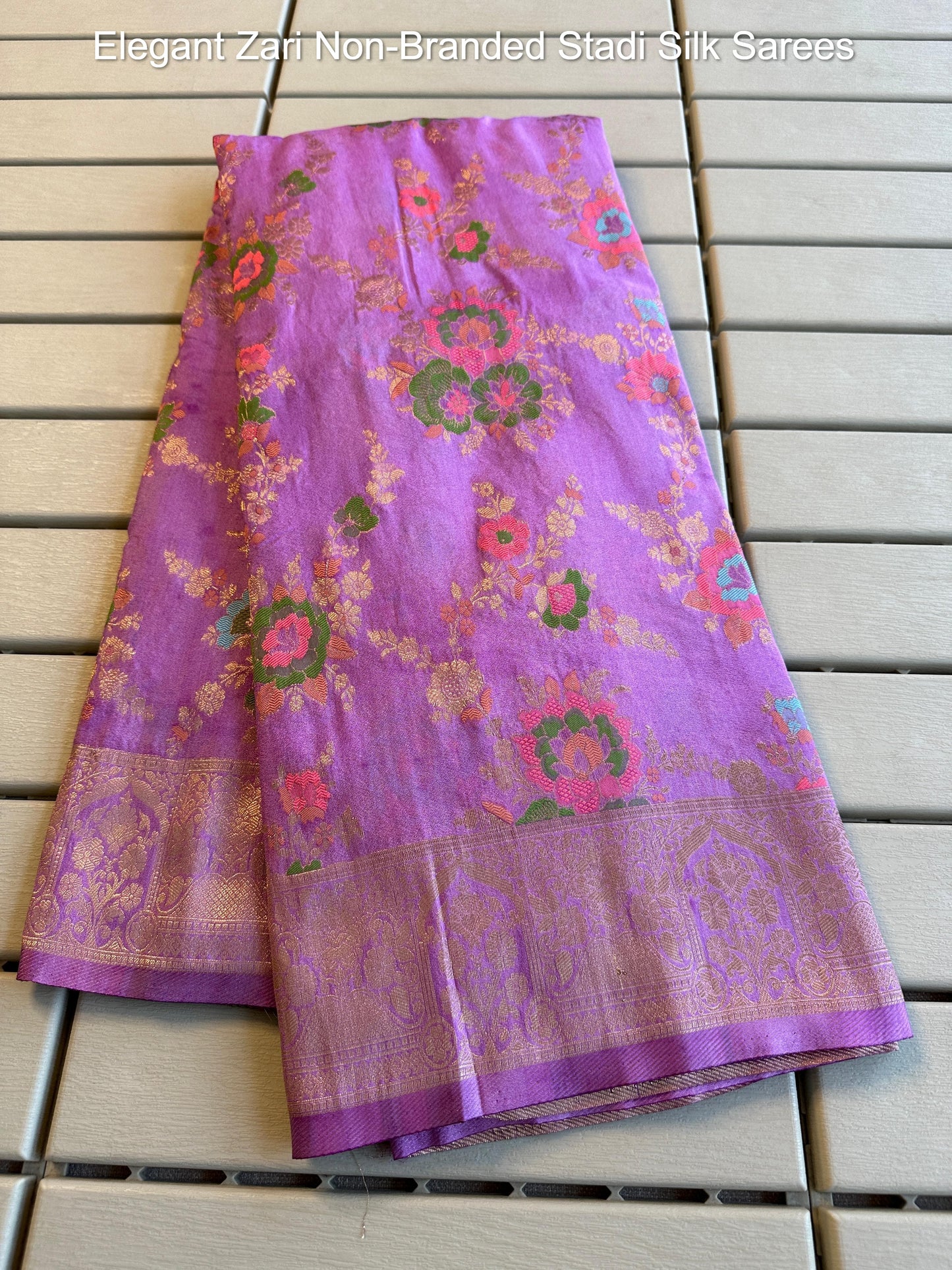 Elegant Zari Non-Branded Stadi Silk Sarees