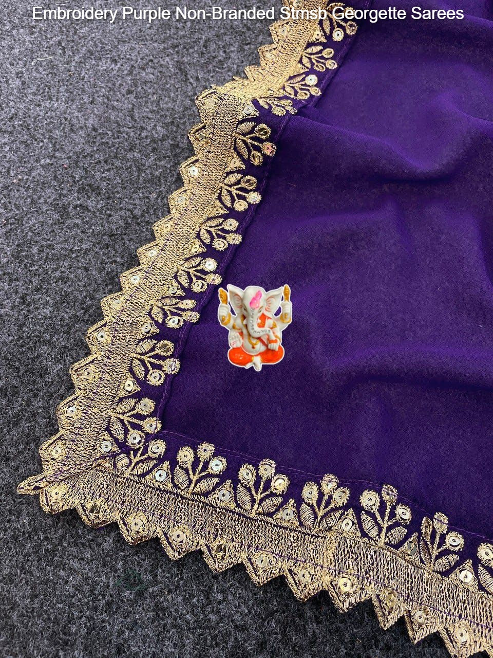 Embroidery Purple Non-Branded Stmsb Georgette Sarees