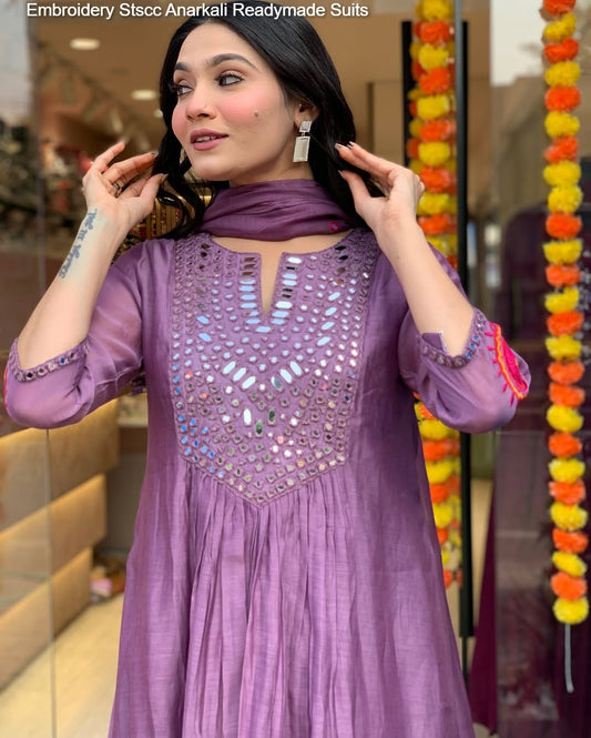 Embroidery Stscc Anarkali Readymade Suits