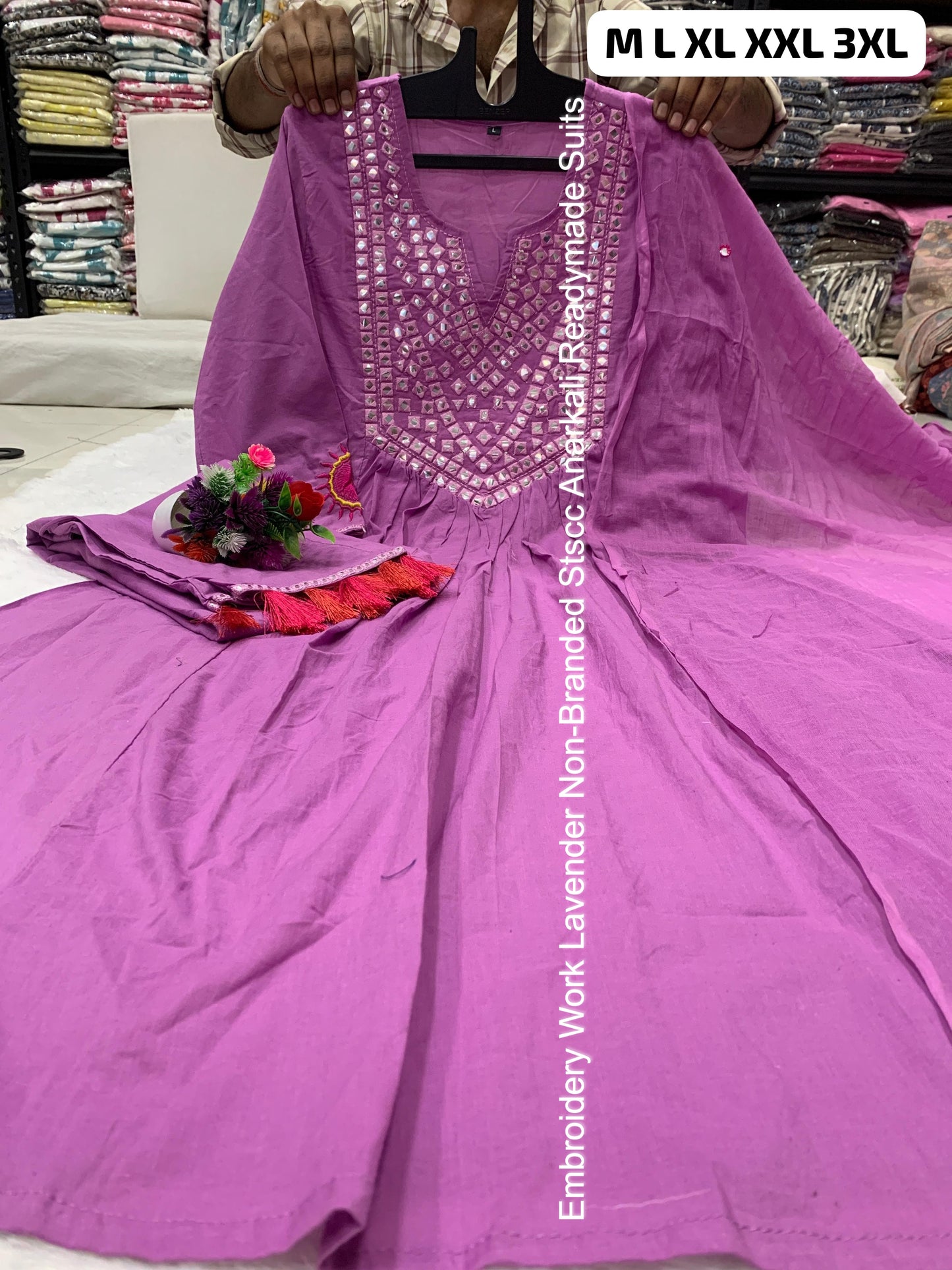 Embroidery Work Lavender Non-Branded Stscc Anarkali Readymade Suits