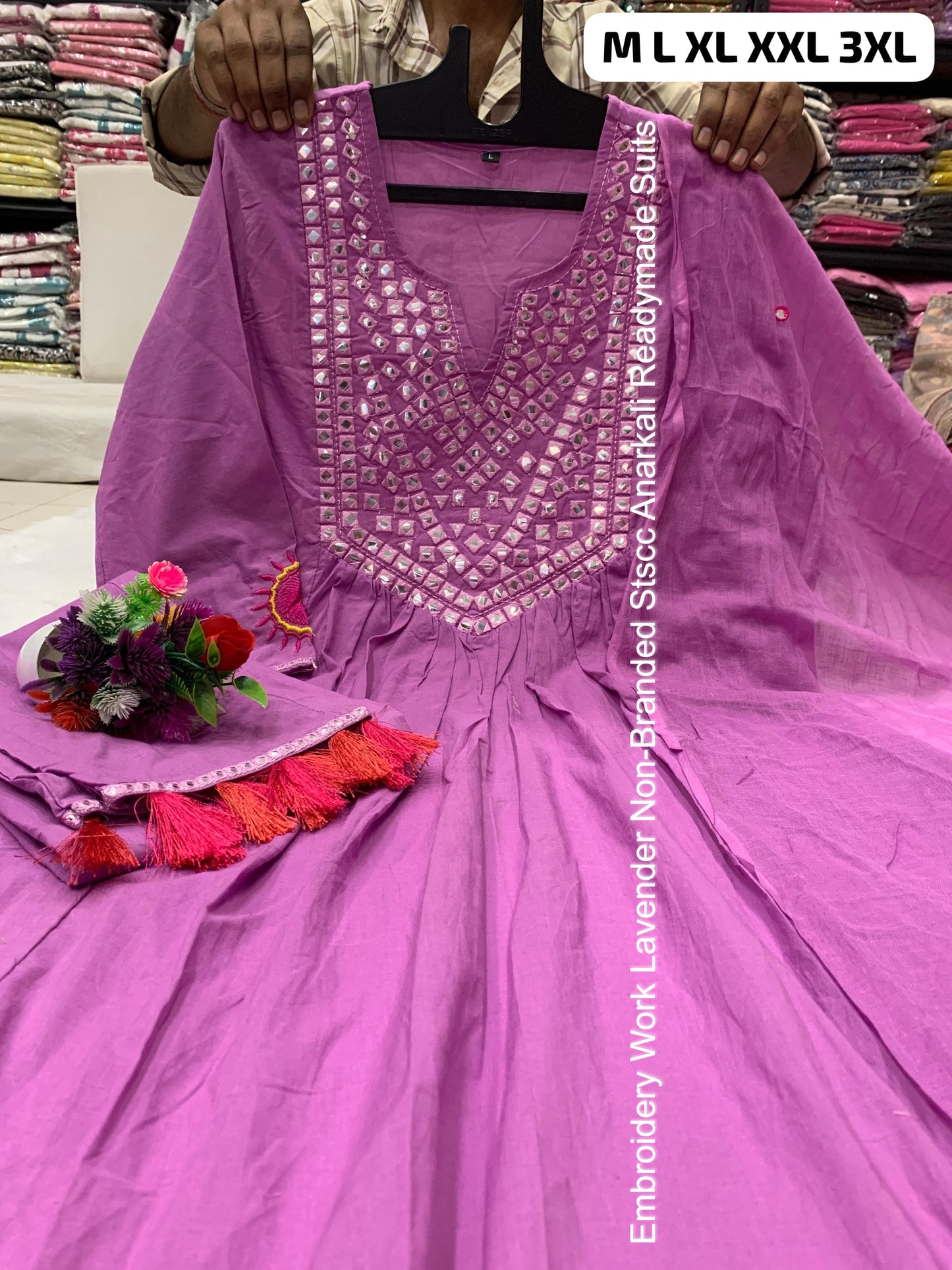 Embroidery Work Lavender Non-Branded Stscc Anarkali Readymade Suits