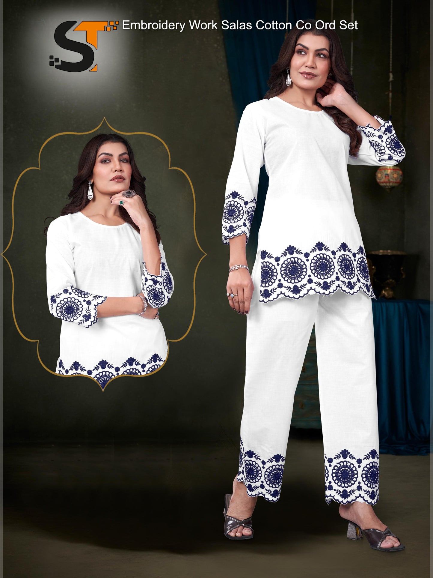 Embroidery Work Salas Cotton Co Ord Set