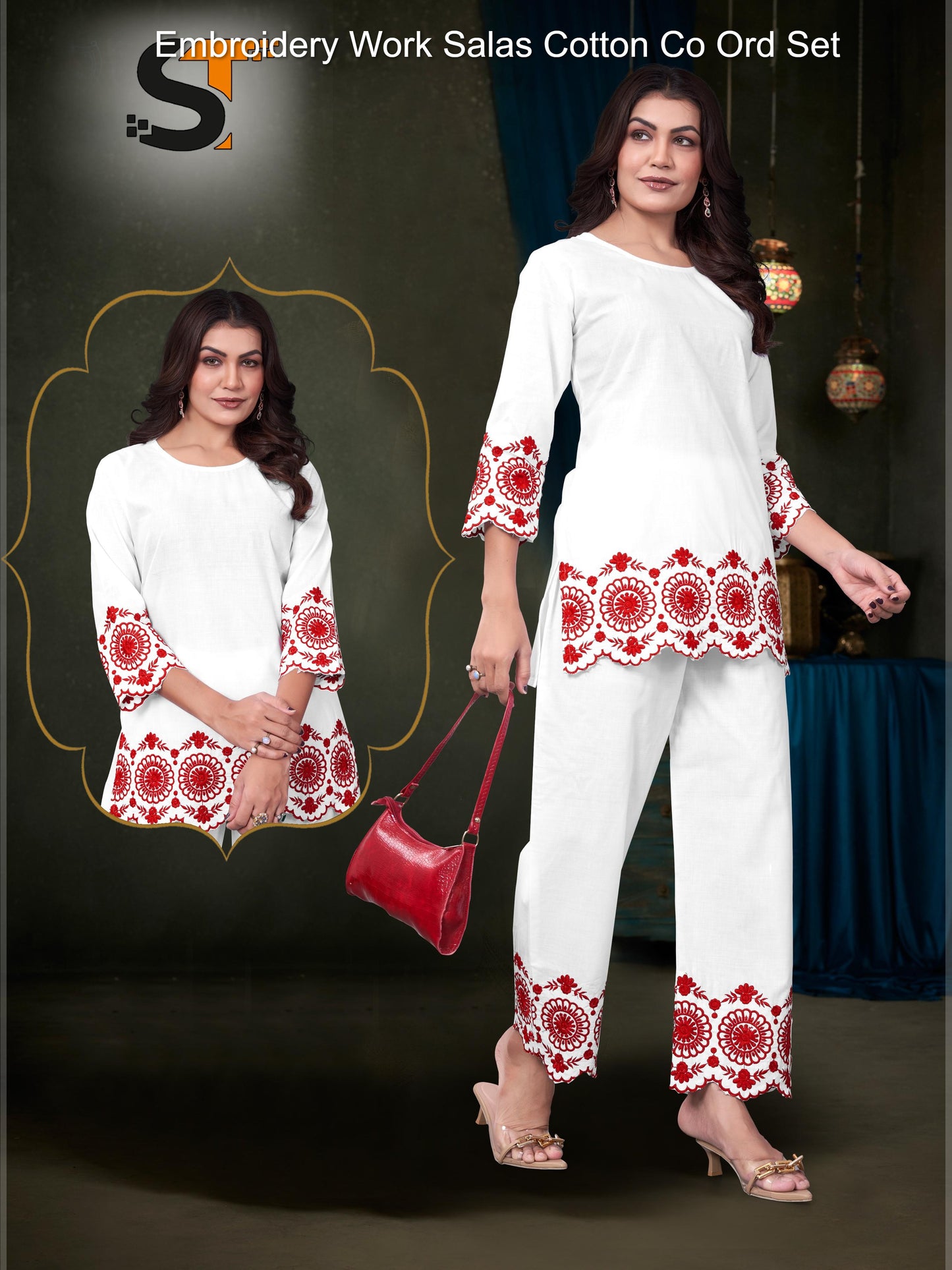 Embroidery Work Salas Cotton Co Ord Set
