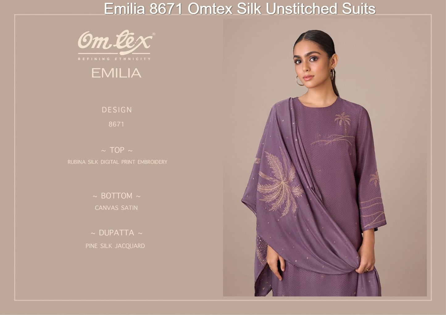 Emilia 8671 Omtex Silk Unstitched Suits