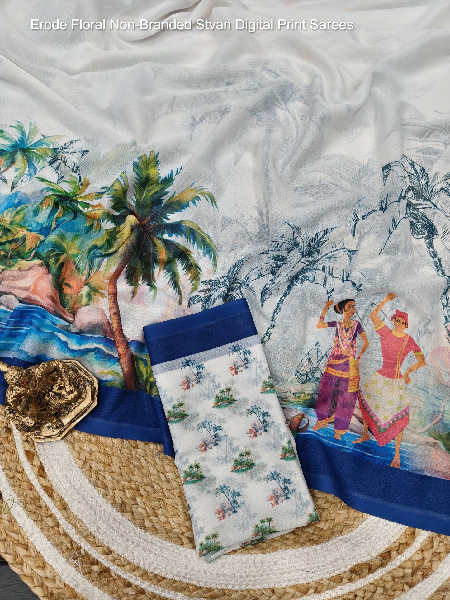 Erode Floral Non-Branded Stvan Digital Print Sarees