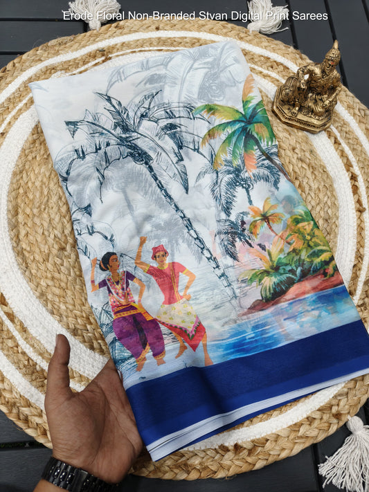 Erode Floral Non-Branded Stvan Digital Print Sarees