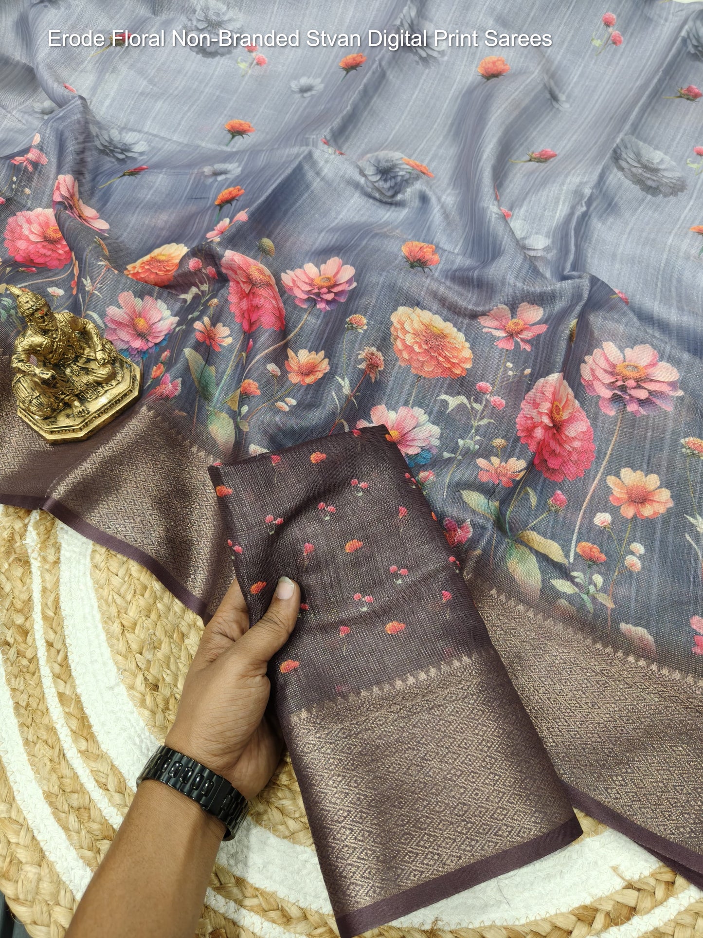 Erode Floral Non-Branded Stvan Digital Print Sarees