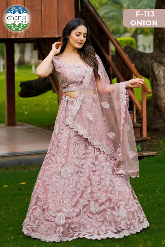 F-113 Onion Chansi Trendz Butterfly Net Lehenga Choli