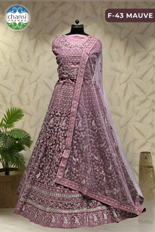 F-43 Mauve Chansi Trendz Butterfly Net Lehenga Choli