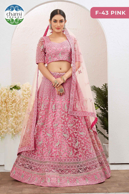 F-43 Pink Chansi Trendz Butterfly Net Lehenga Choli