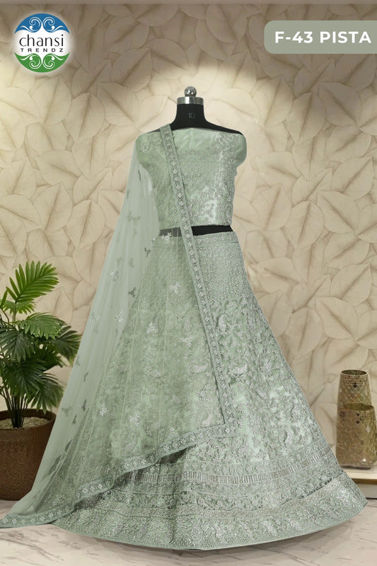 F-43 Pista Chansi Trendz Butterfly Net Lehenga Choli