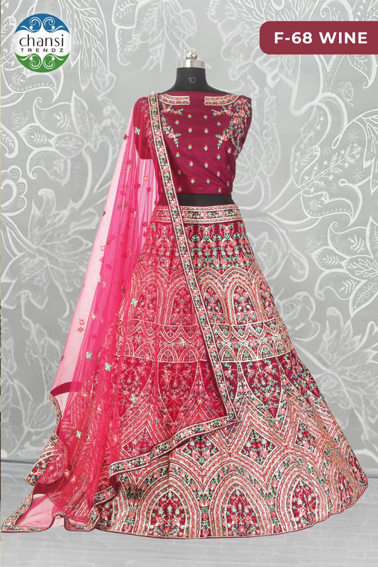 F-68 Wine Chansi Trendz Lino Silk Lehenga Choli